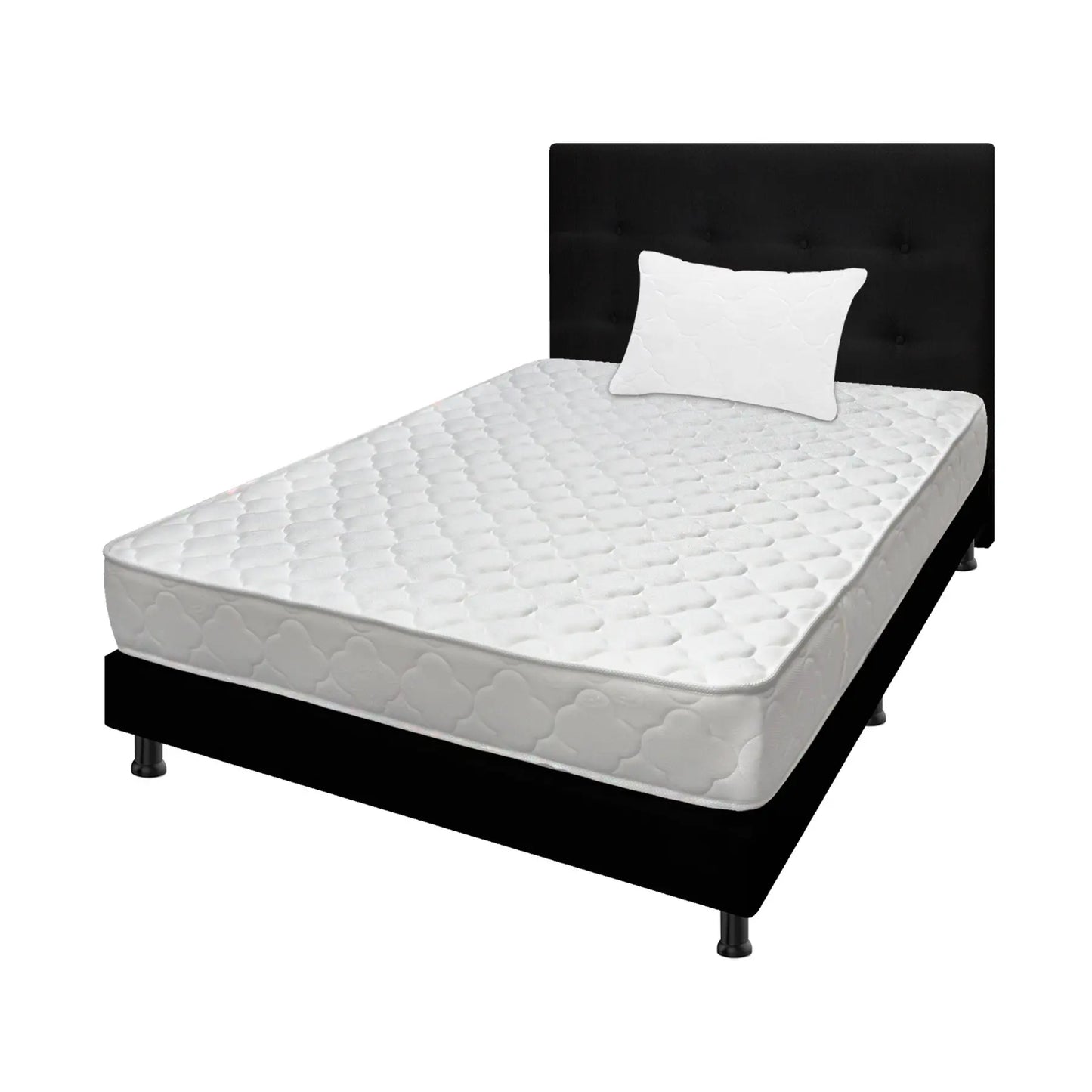 Mega Combo Colchón Espumado Macizo + Base Cama + Cabecero + Almohadas