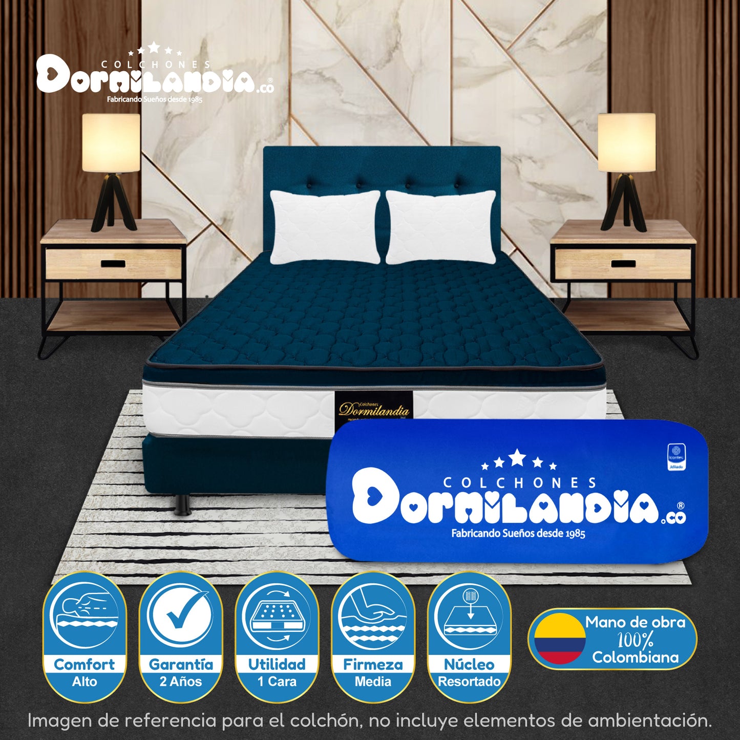 Mega combo Colchón Resortado Dublín Enrollado En Tula Confortable Amor y Amistad