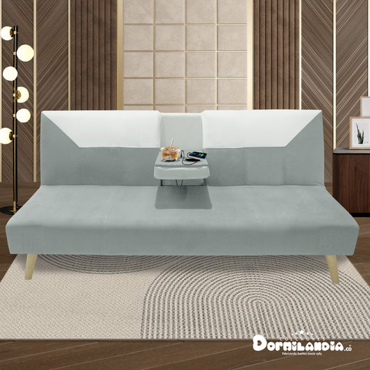 Sofá Cama Pekín 2 Puestos Con Cargador y Porta Vasos