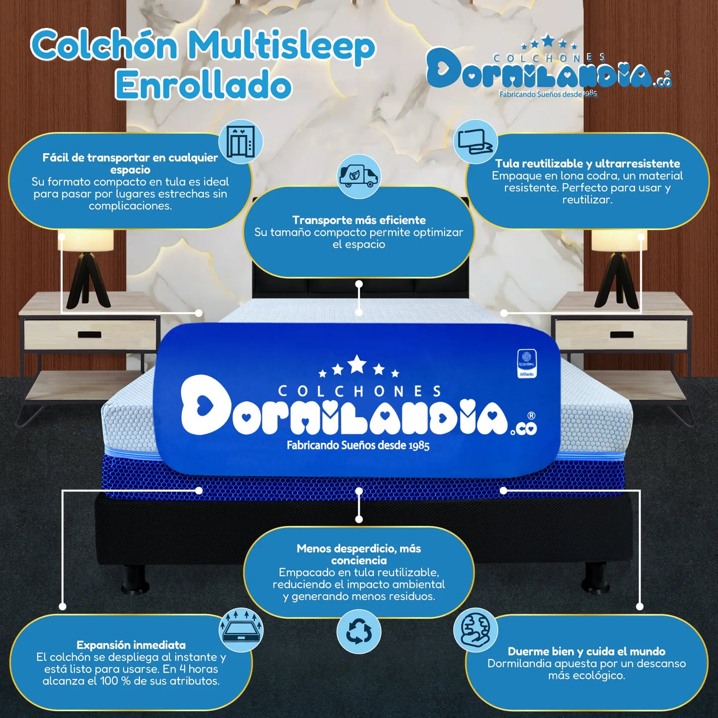 Colchón Espumado Multisleep Enrollado En Tula Confortable