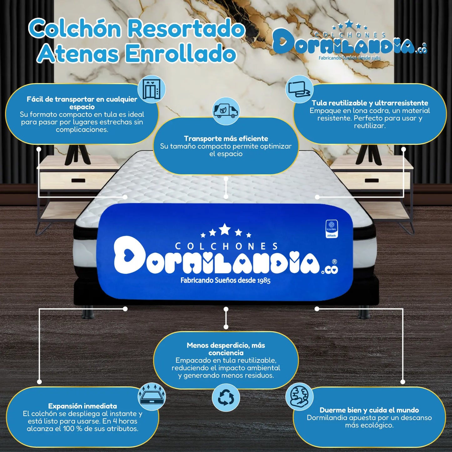 Colchón Resortado Atenas Enrollado En Tula Confortable
