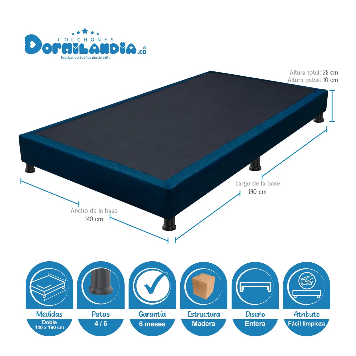 Mega Combo Colchón Espumado Ultraflex + Base Cama + Cabecero + Almohadas