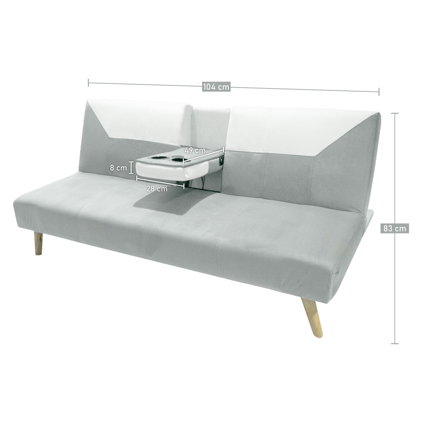 Sofá Cama Pekín 2 Puestos Con Cargador y Porta Vasos