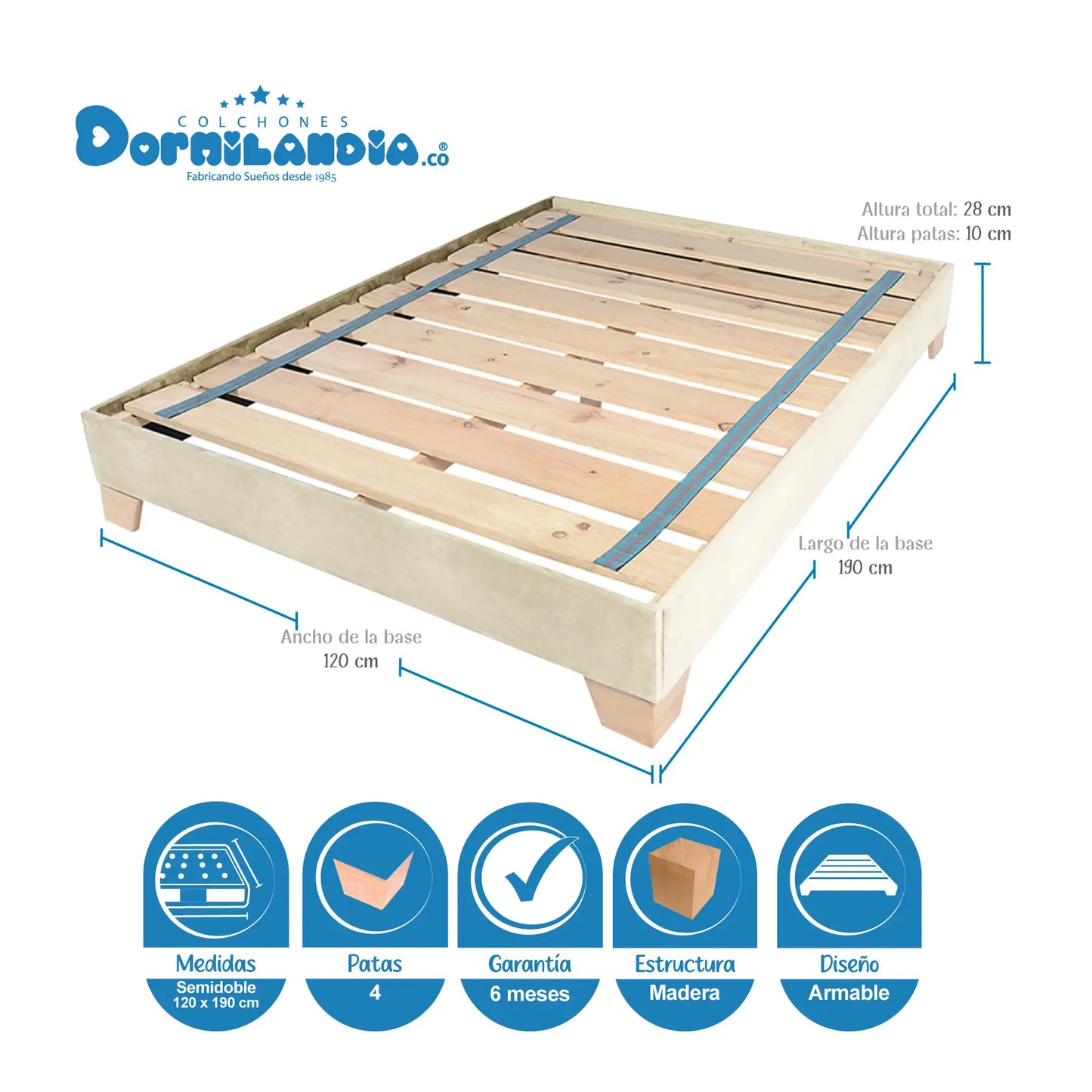 Mega Combo Colchón Pocket Supra + Base Cama + Cabecero + Almohadas