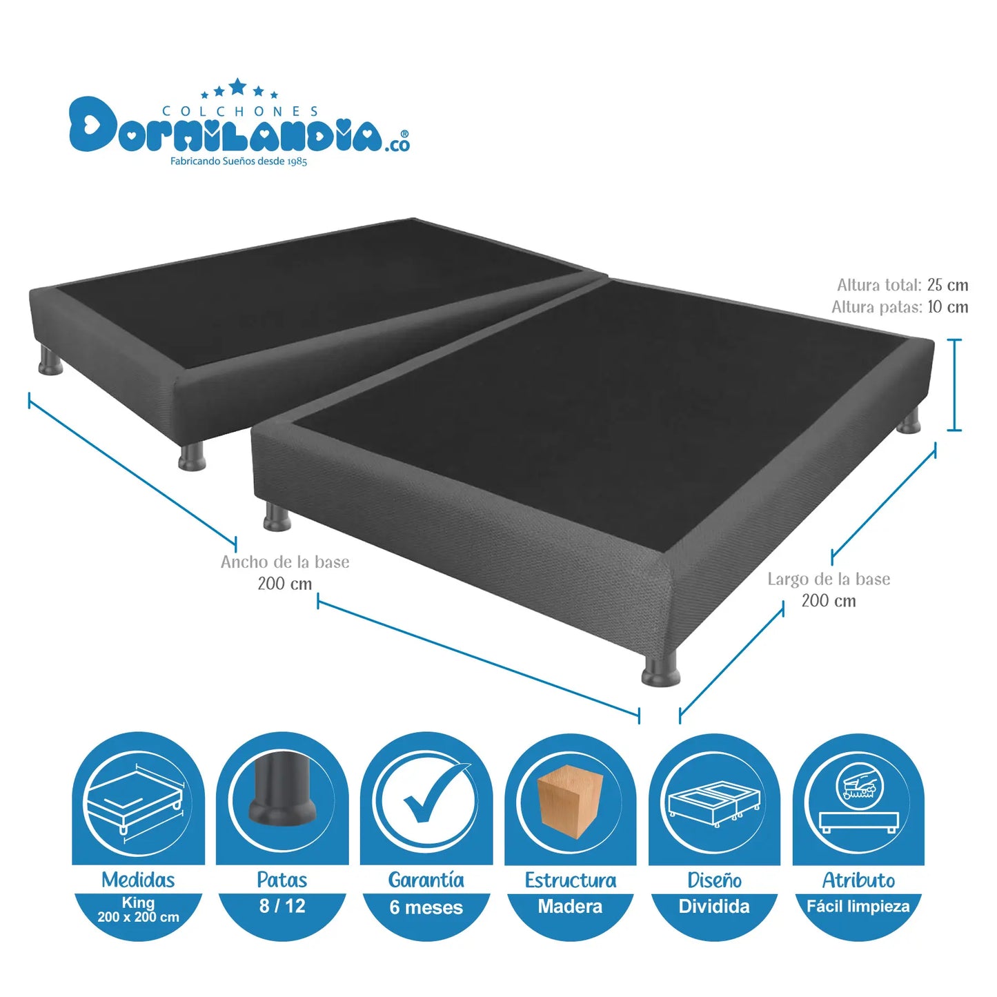 Mega Combo Colchón Pocket Maxiflex + Base Cama + Cabecero + Almohadas