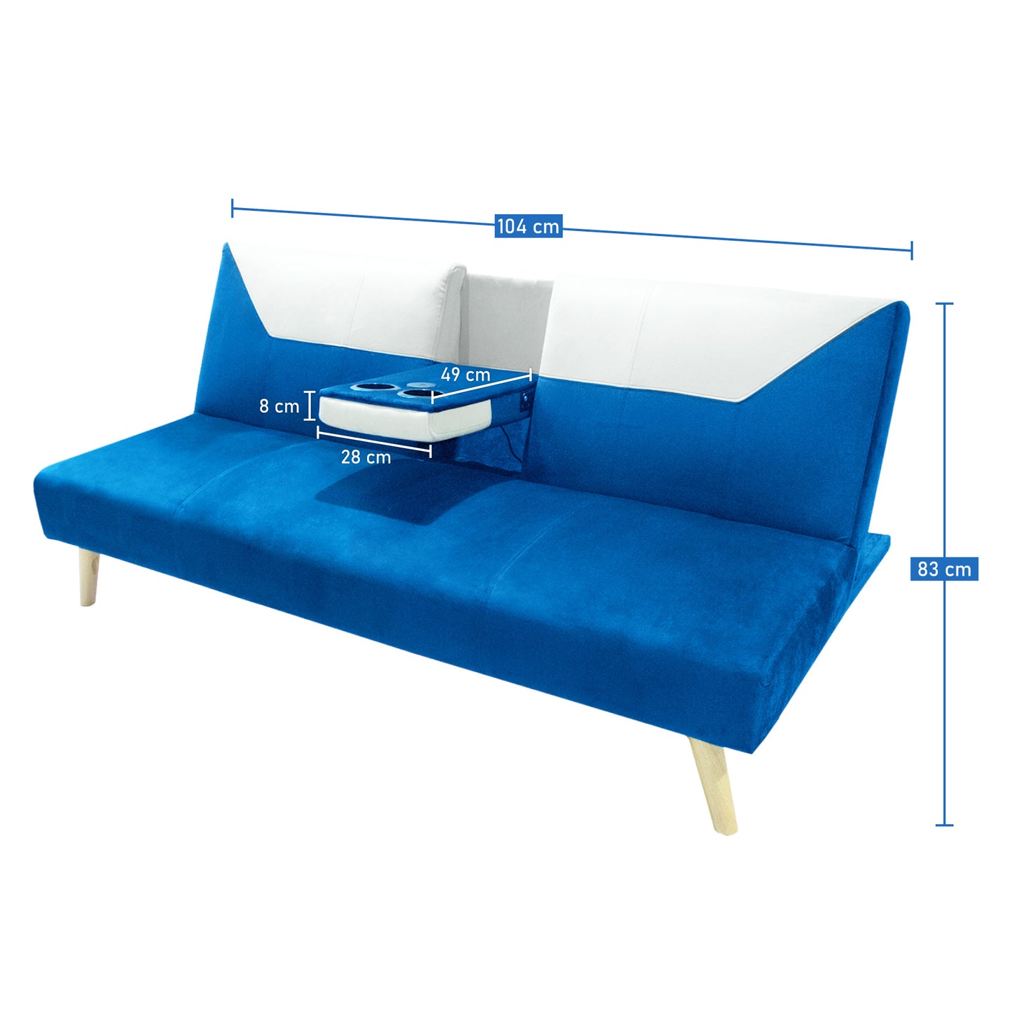 Sofá Cama Pekín 2 Puestos Con Cargador y Porta Vasos