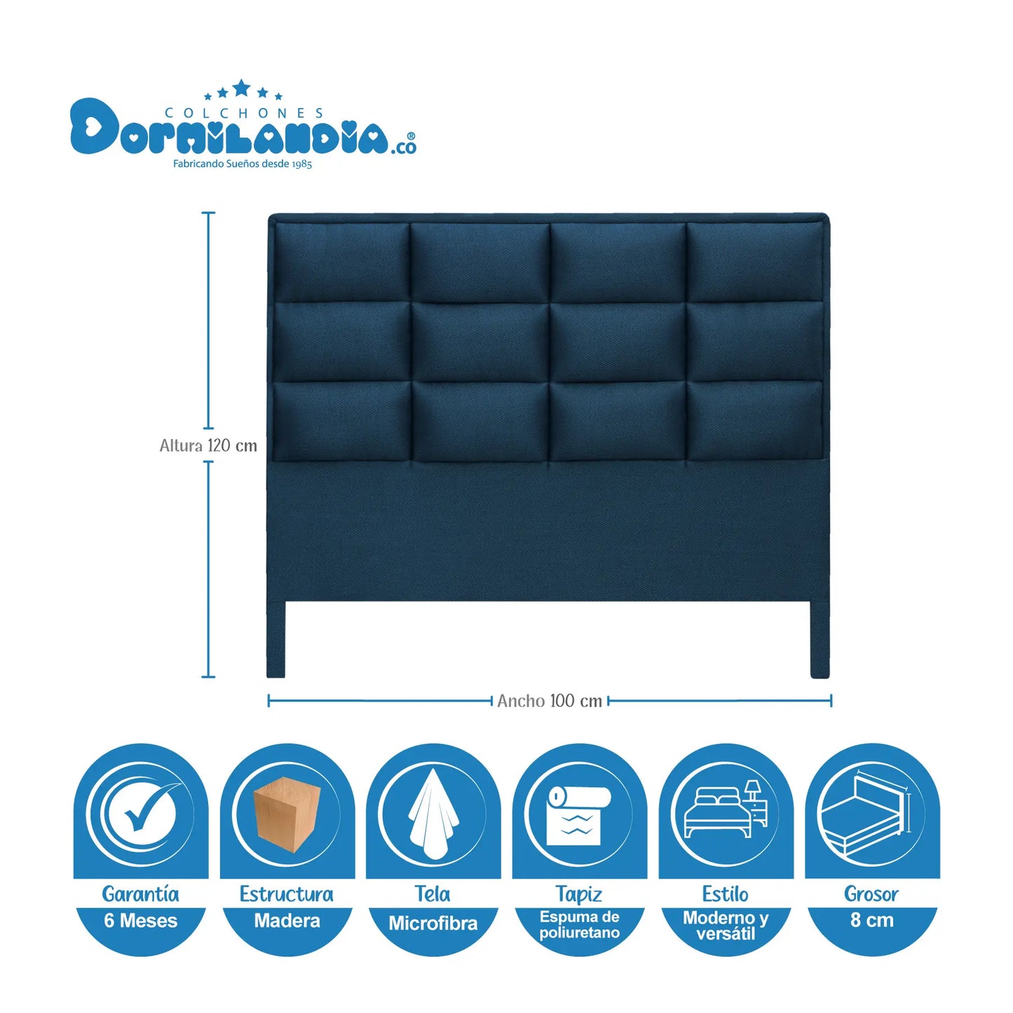 Mega Combo Colchón Resortado Super Dream Plus + Base Cama + Cabecero + Almohadas