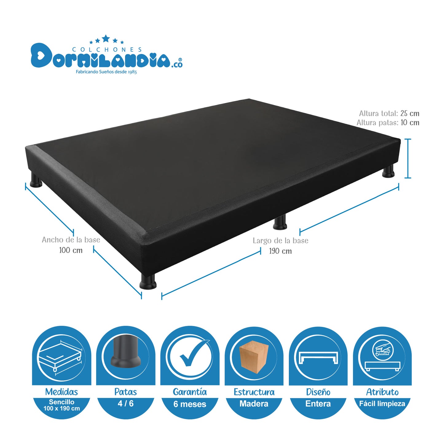 Mega Combo Colchón Resortado Versalles Enrollado En Tula Confortable + Base Cama + Cabecero + Almohadas