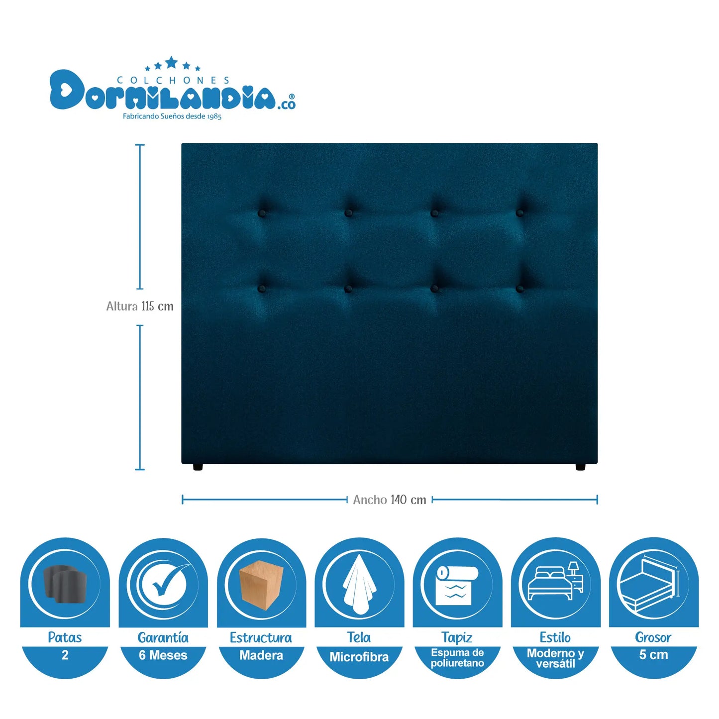 Mega Combo Colchón Espumado Ultraflex + Base Cama + Cabecero + Almohadas