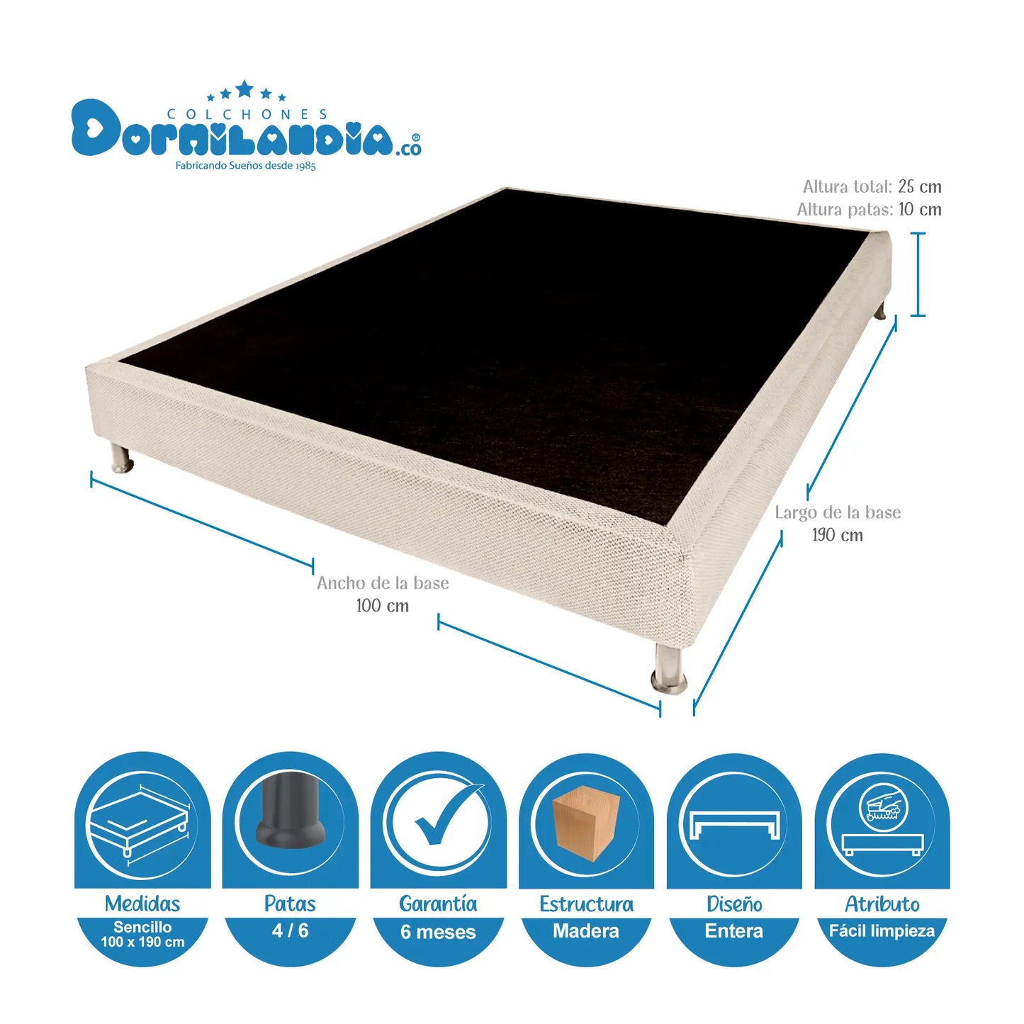 Mega Combo Colchón Pocket Infinity Enrollado En Tula Confortable + Base Cama + Cabecero + Almohadas