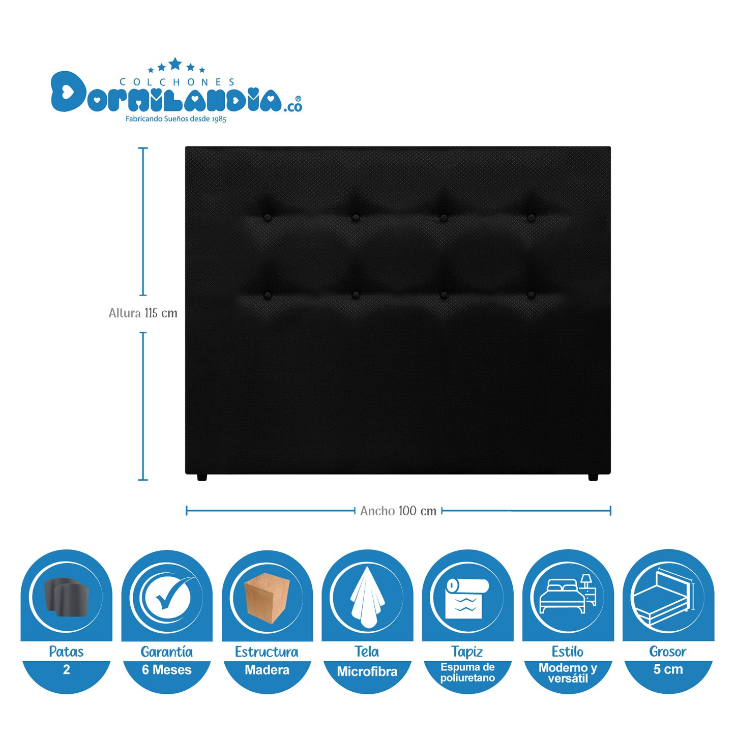 Mega Combo Colchón Resortado Versalles Enrollado En Tula Confortable + Base Cama + Cabecero + Almohadas