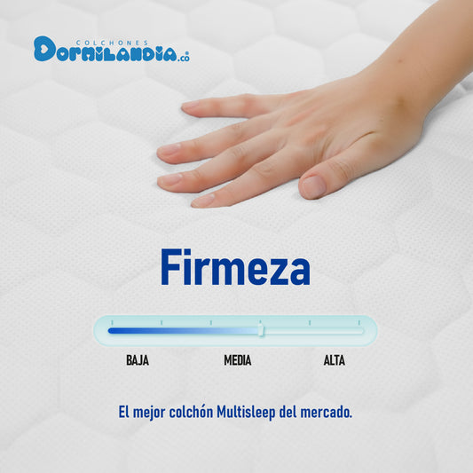 Mega Combo Colchón Multisleep Espumado + Base Cama + cabecero + Almohadas