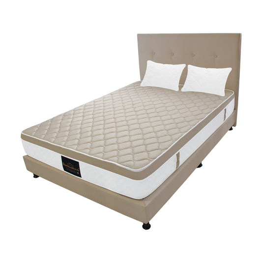 Mega Combo Colchón Resortado Dublín + Base Cama + Cabecero + Almohadas