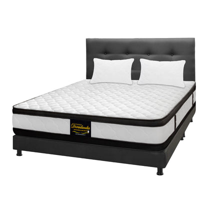 Mega Combo Colchón Resortado Atenas + Base Cama + Cabecero + Almohadas