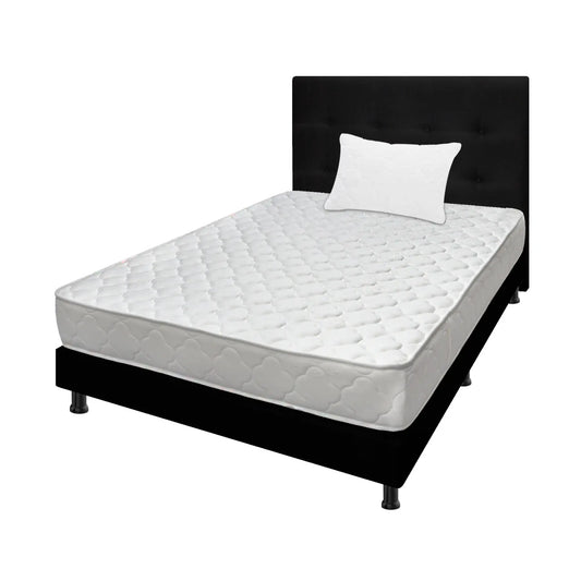 Mega Combo Colchón Espumado Macizo + Base Cama + Cabecero + Almohadas