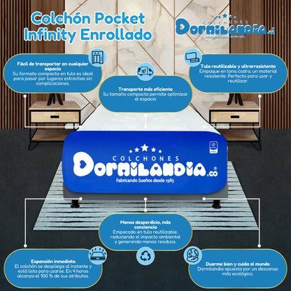 Colchón Pocket Infinity Enrollado En Tula Confortable