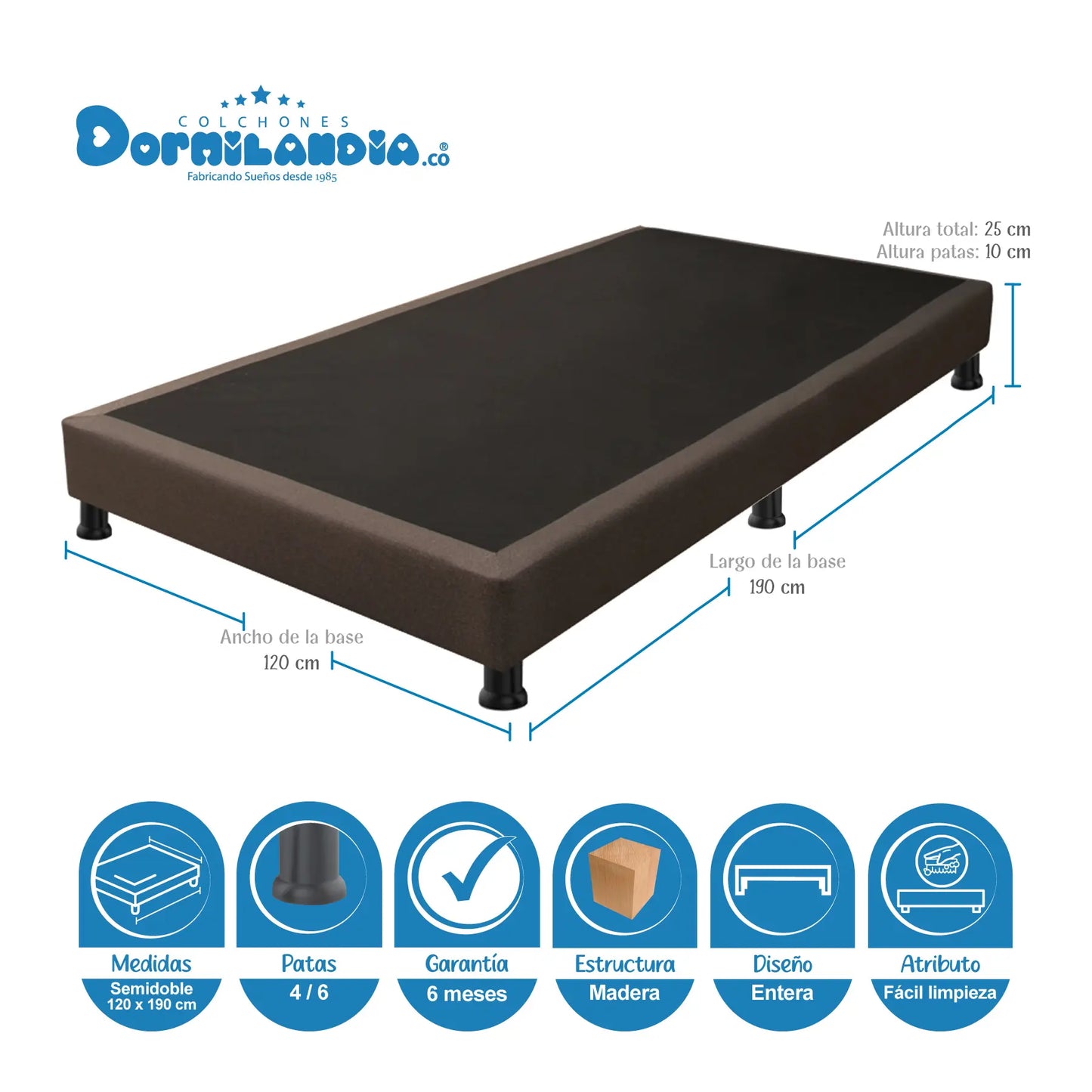Mega Combo Colchón Resortado Caribe + Base Cama + Cabecero + Almohadas