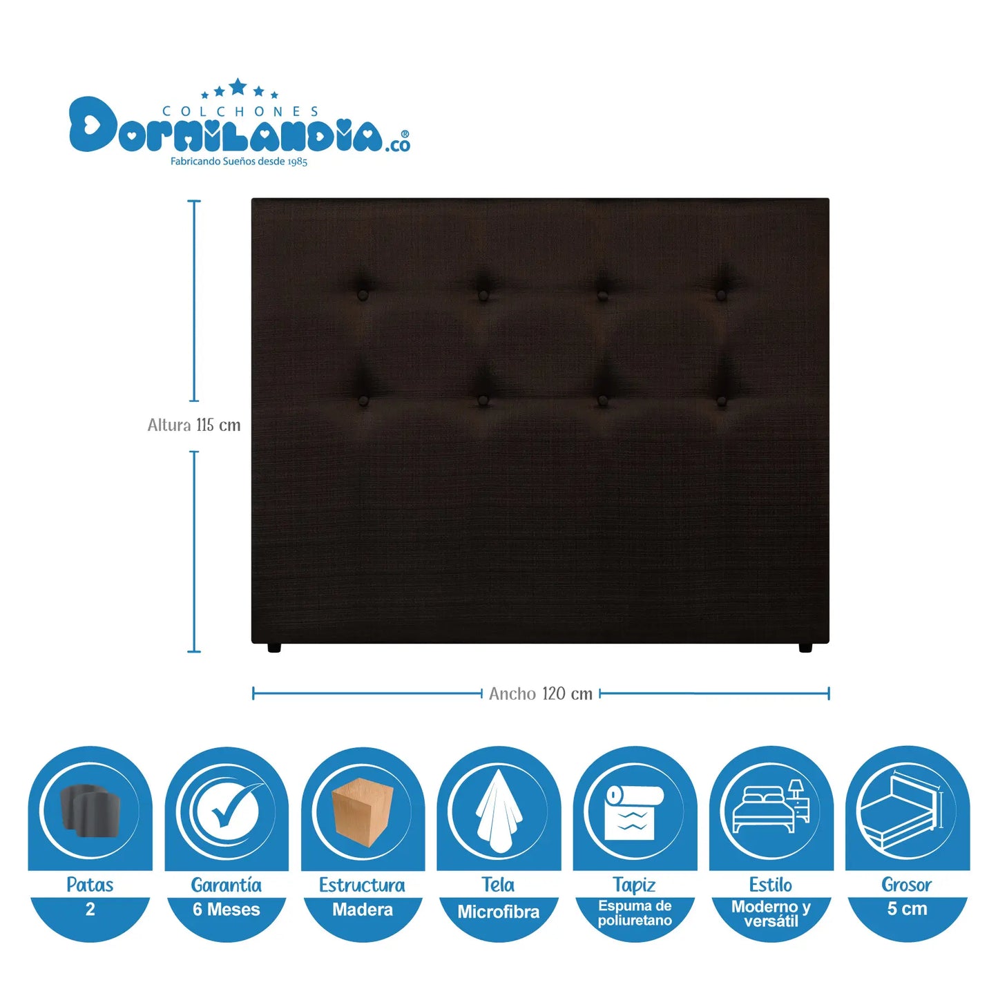 Mega Combo Colchón Resortado Caribe + Base Cama + Cabecero + Almohadas