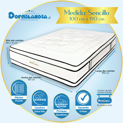 Colchón Pocket Infinity Enrollado En Tula Confortable