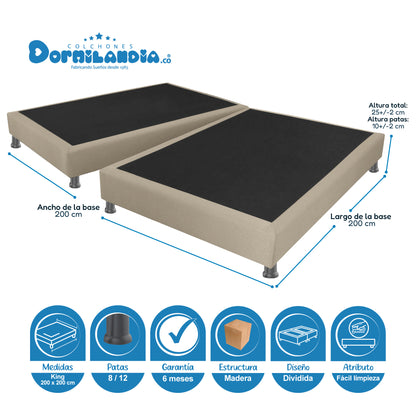 Mega Combo Colchón Resortado Dublín + Base Cama + Cabecero + Almohadas