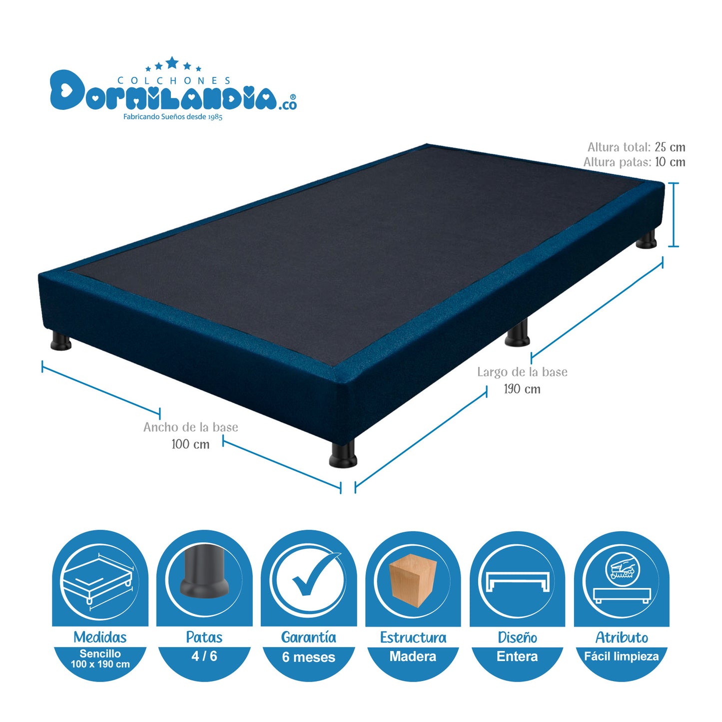 Mega Combo Colchón Resortado Atenas Enrollado En Tula Confortable + Base Cama + Cabecero + Almohadas