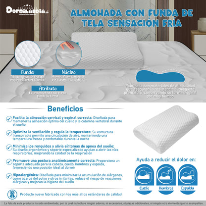 Und Almohada Viscoelástica Cervical Tela Fría