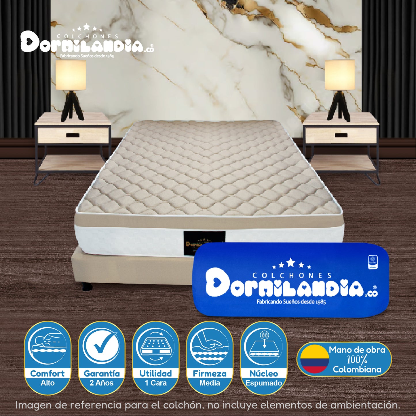 Combo Dublín Espumado Enrollado en Tula Confortable + Base cama + Almohada
