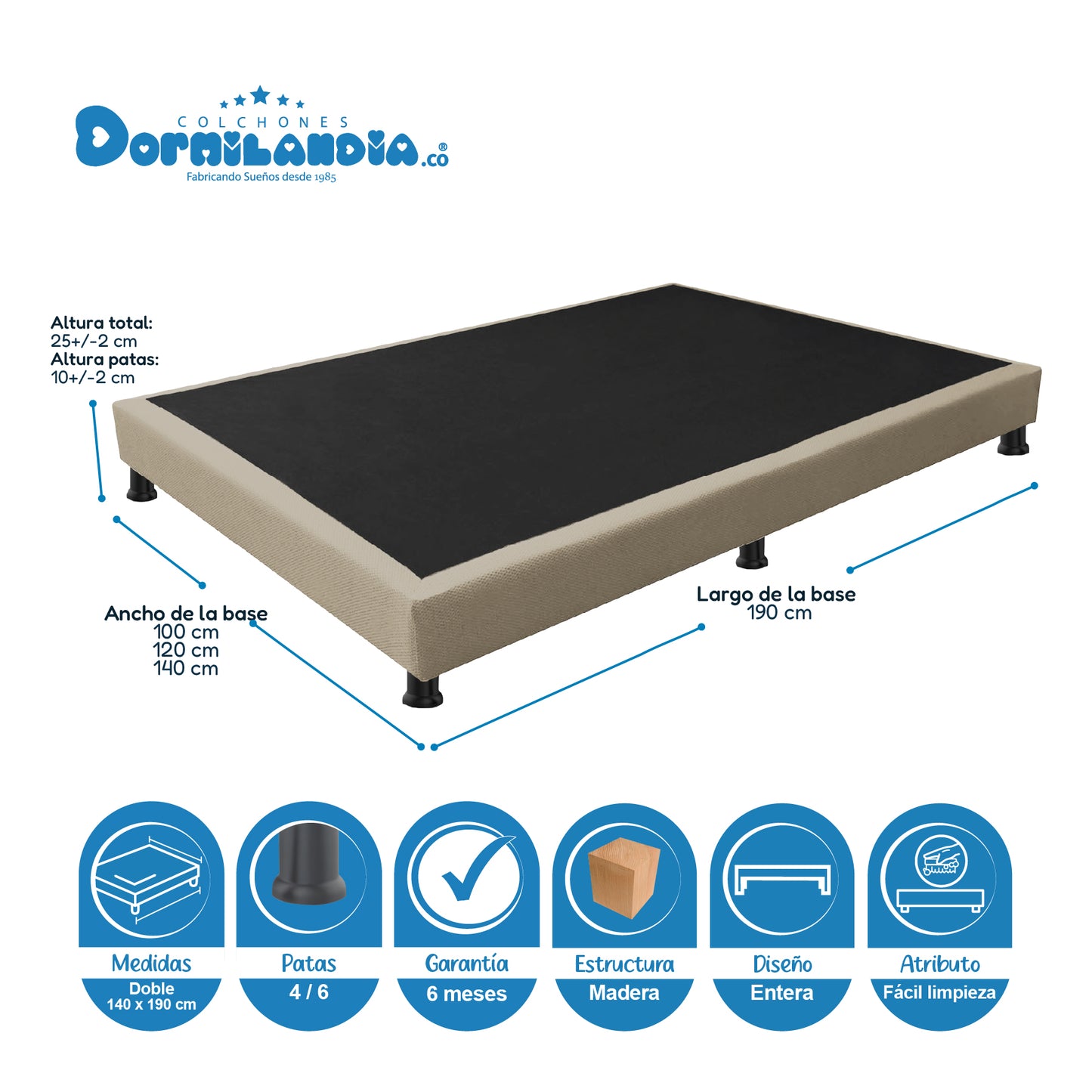 Combo Dublín Espumado Enrollado en Tula Confortable + Base cama + Almohada