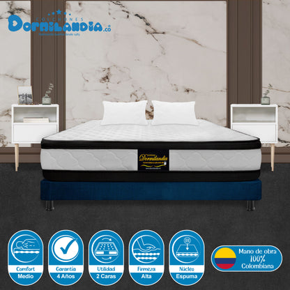 Combo Colchón Malta Espumado + Base Cama + Almohadas