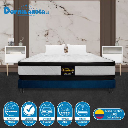 Combo Colchón Malta Espumado + Base Cama + Almohadas