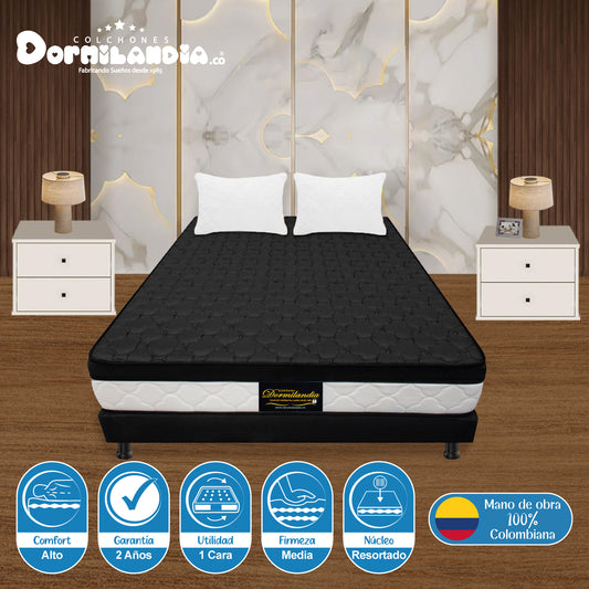 Combo Colchón King Dublín Resortado + Base Cama + Almohadas