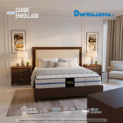 Colchón Resortado Caribe Enrollado En Tula Confortable