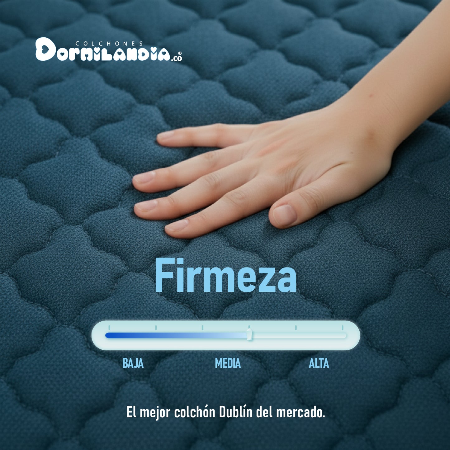 Mega combo Colchón Dublín Resortado Enrollado En Tula Confortable + Base Cama + Cabecero + Almohadas