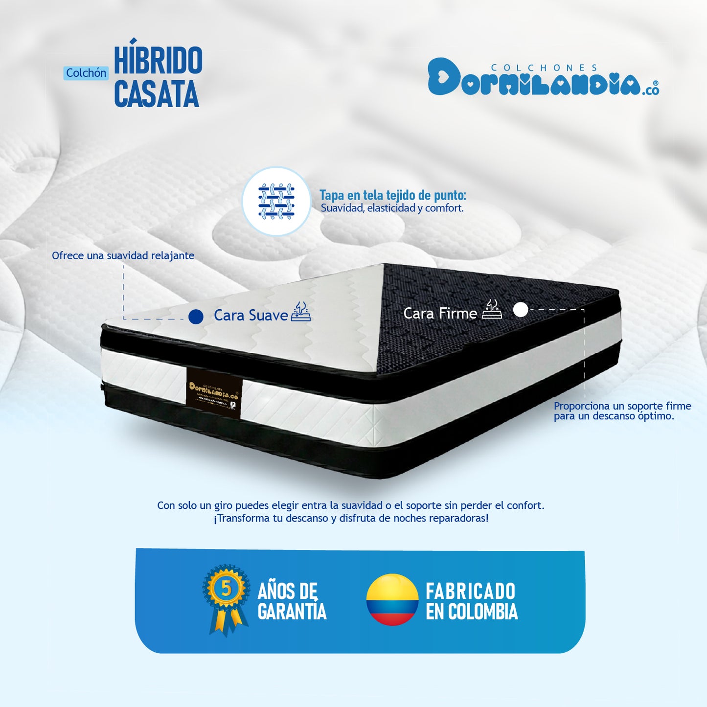 Colchón Casata Híbrido Doble Sensación