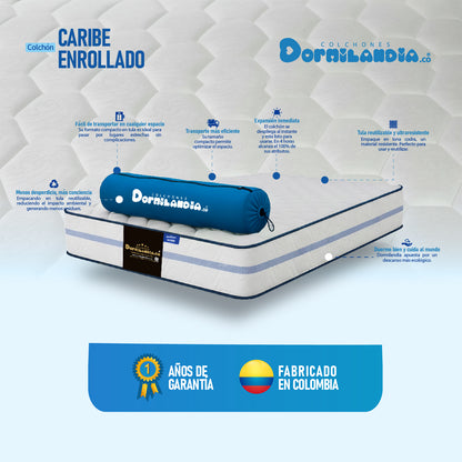 Colchón Resortado Caribe Enrollado En Tula Confortable