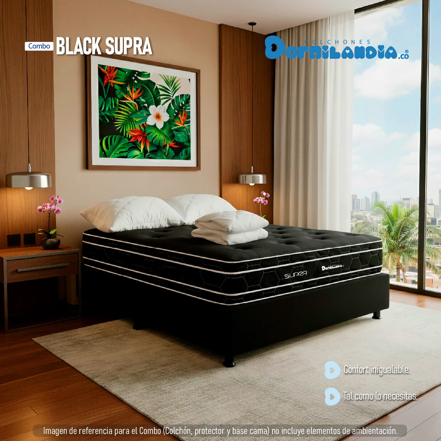 Combo Colchón Resortado Black Supra King