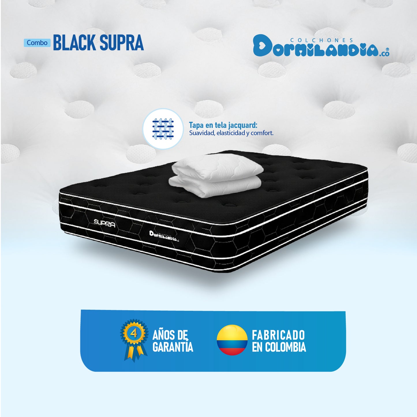 Combo Colchón Resortado Black Supra King