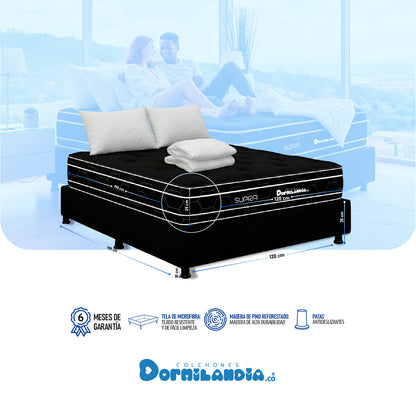 Combo Colchón Resortado Black Supra Enrollado En Tula Confortable