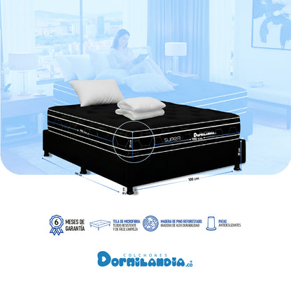 Combo Colchón Resortado Black Supra Enrollado En Tula Confortable