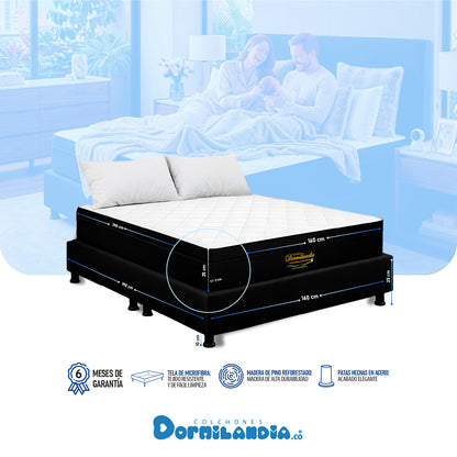 Combo Colchón Versalles Resortado Enrollado En Tula Confortable + Base Cama + Almohadas