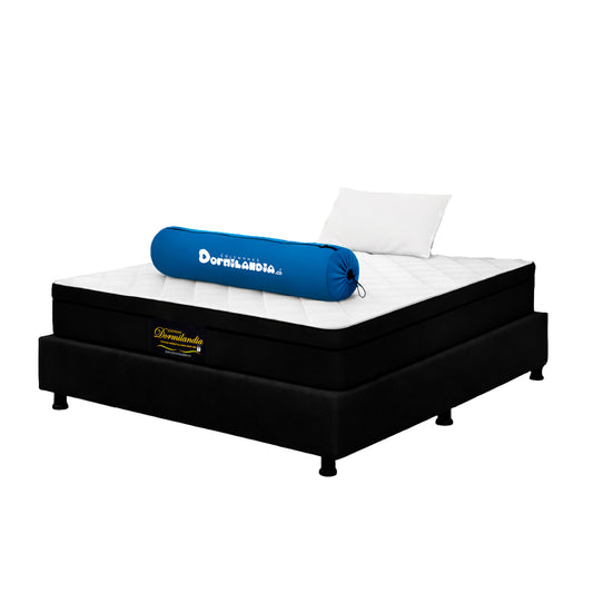 Combo Colchón Versalles Resortado Enrollado En Tula Confortable + Base Cama + Almohadas