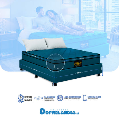 Combo Colchón Dublín Resortado Enrollado En Tula Confortable +Base Cama + Almohadas