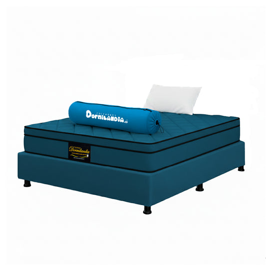 Combo Colchón Dublín Resortado Enrollado En Tula Confortable +Base Cama + Almohadas