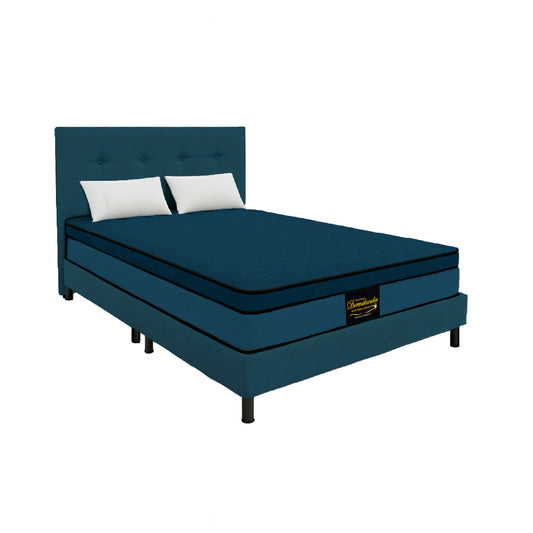 Mega Combo Colchón Dublín King Resortado + Base Cama + Cabecero + Almohadas