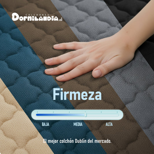 Mega combo Colchón Espumado Dublín Enrollado En Tula Confortable + Base Cama + Cabecero + Almohadas