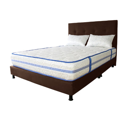 Mega Combo Colchón Caribe King Resortado + Base Cama + Cabecero + Almohadas