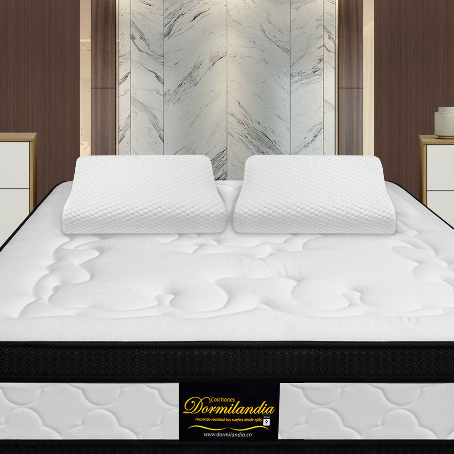 Set X2 Almohada Viscoelástica Masajeadora Tela Fría