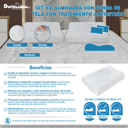 Set X2 Almohada Viscoelástica Masajeadora
