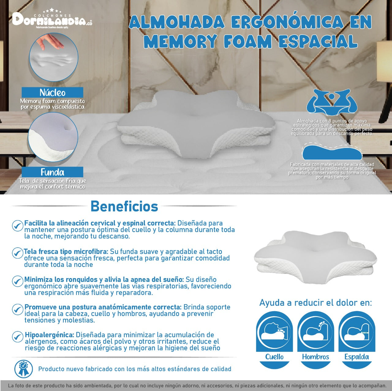 Und Almohada Ergonómica En Memory Foam Espacial