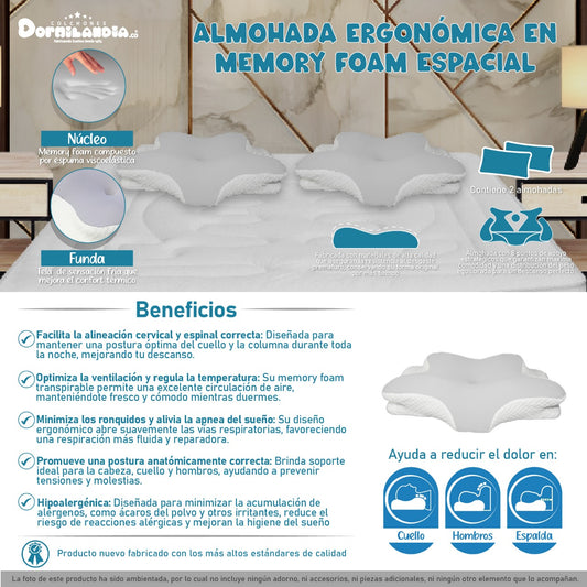 Set X2 Almohadas Ergonómicas En Memory Foam Espacial